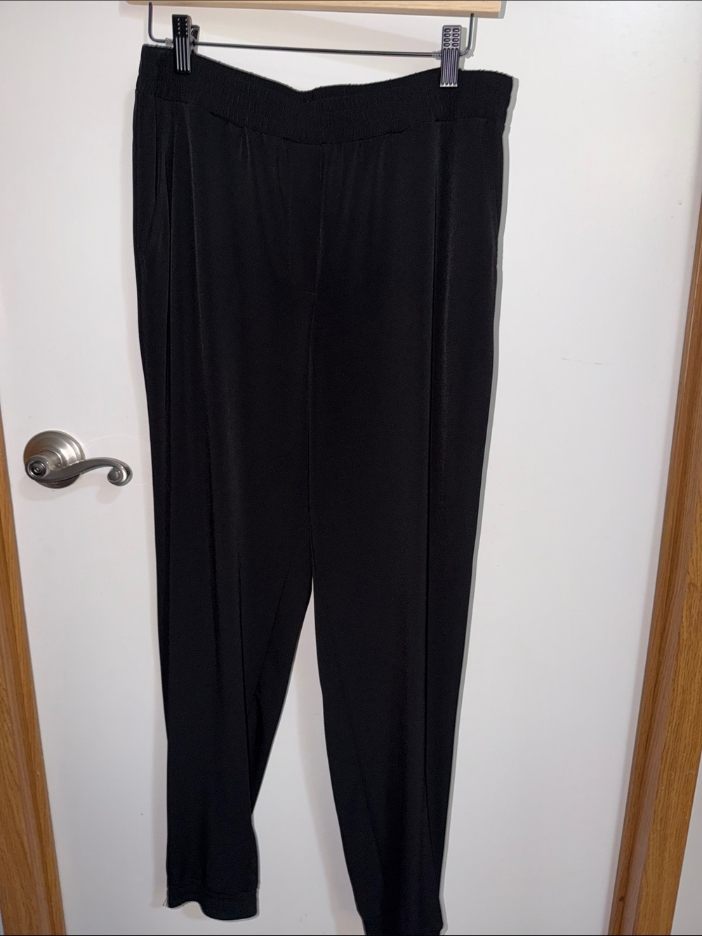 Susan Graver Black Elastic Waist Tapered Pants